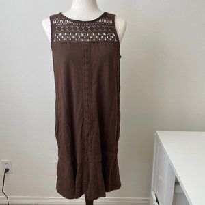 J. Jill Knit A Line Crochet Trim Dress with Pockets Cotton/Modal Ruffle
